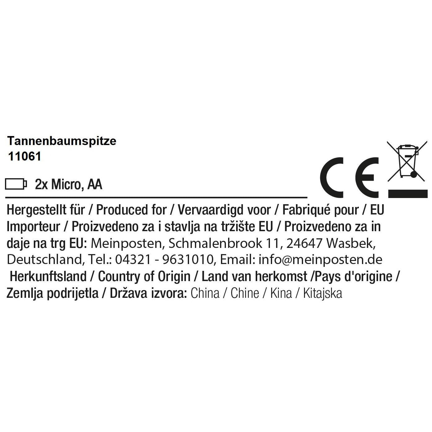 Christbaumspitze 35cm Baumspitze Weihnachten Metall Glitzer LED Stern B-WARE