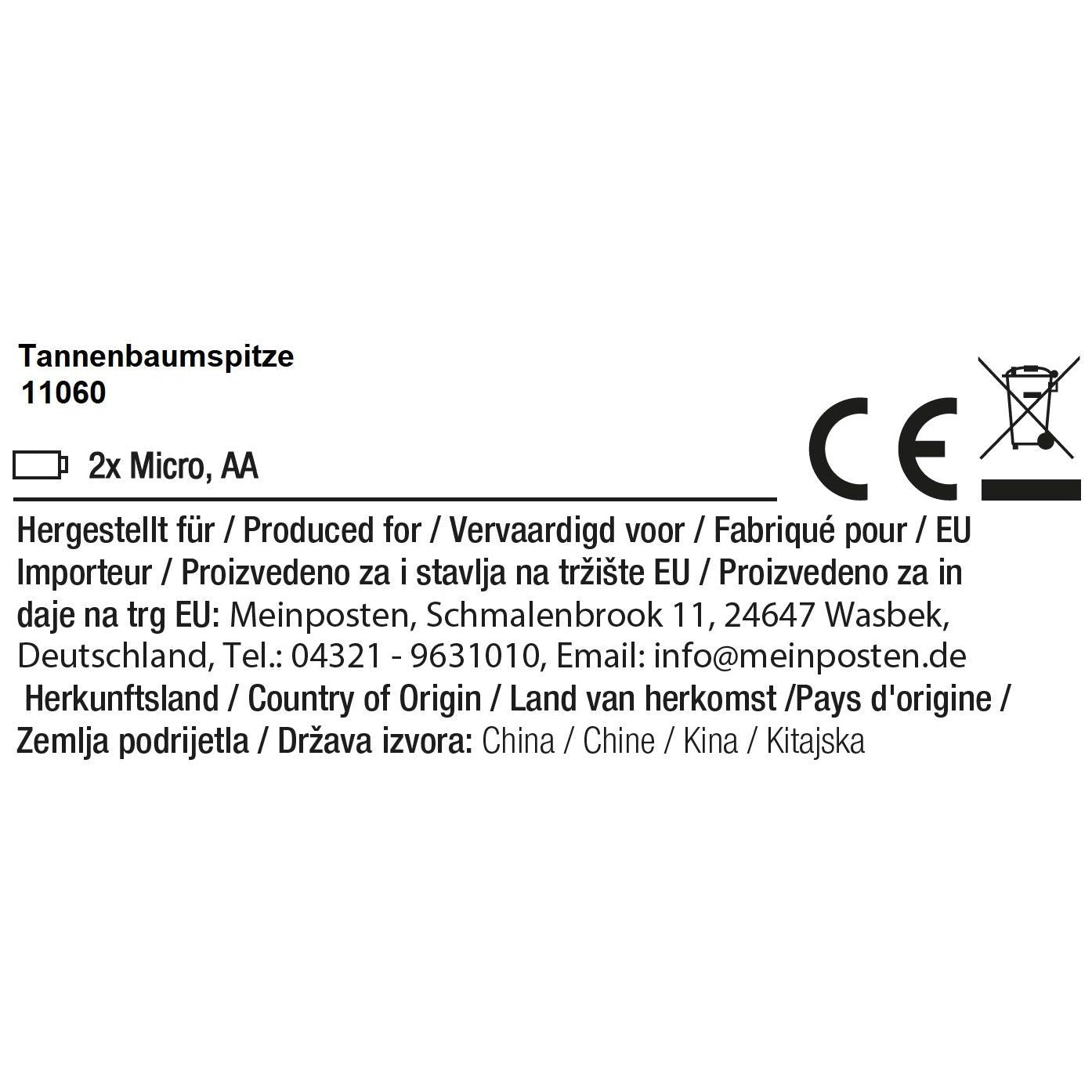 Christbaumspitze 35cm Baumspitze Weihnachten Metall Glitzer LED Stern B-WARE