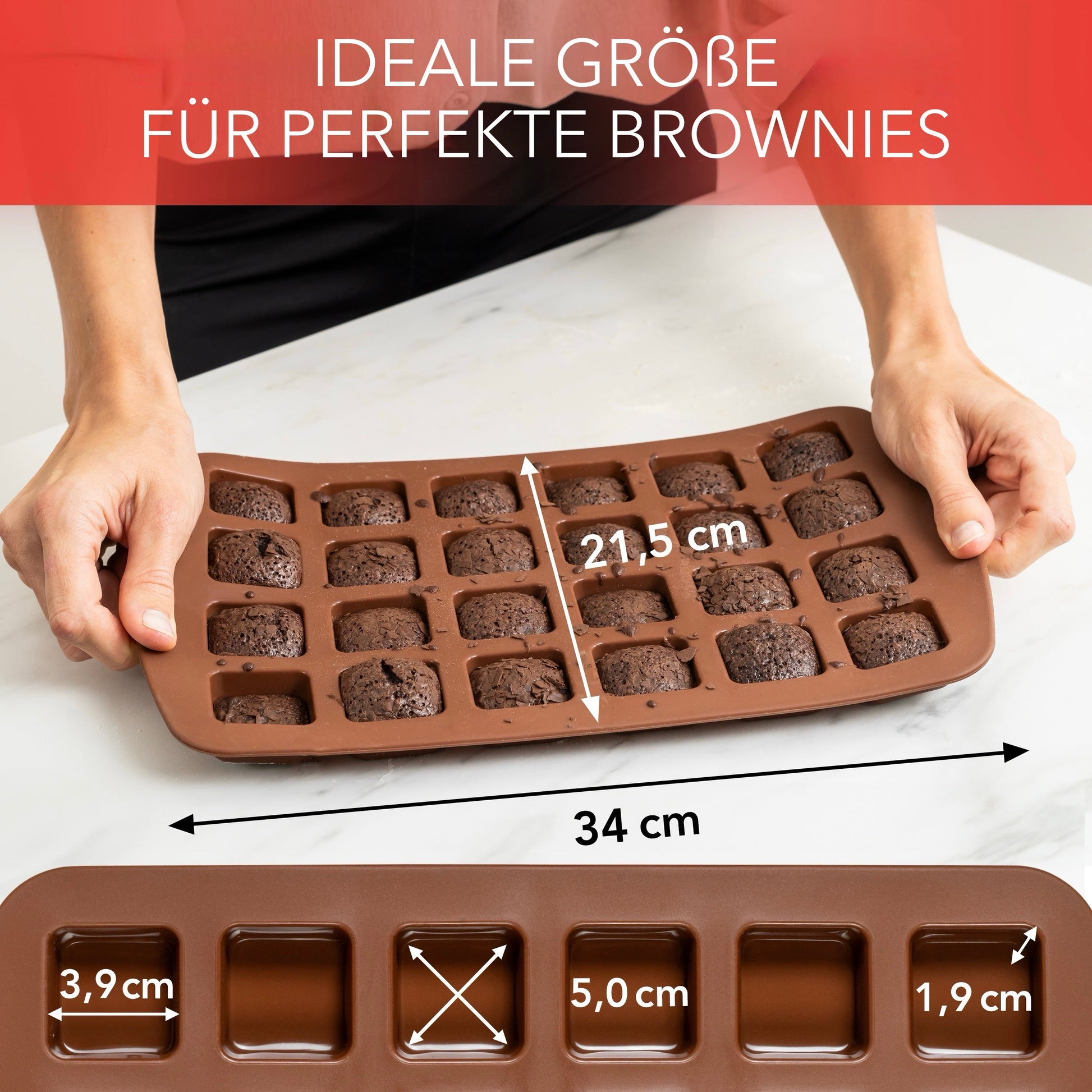 Brownieform aus Silikon für 24 Brownies - 2er Set