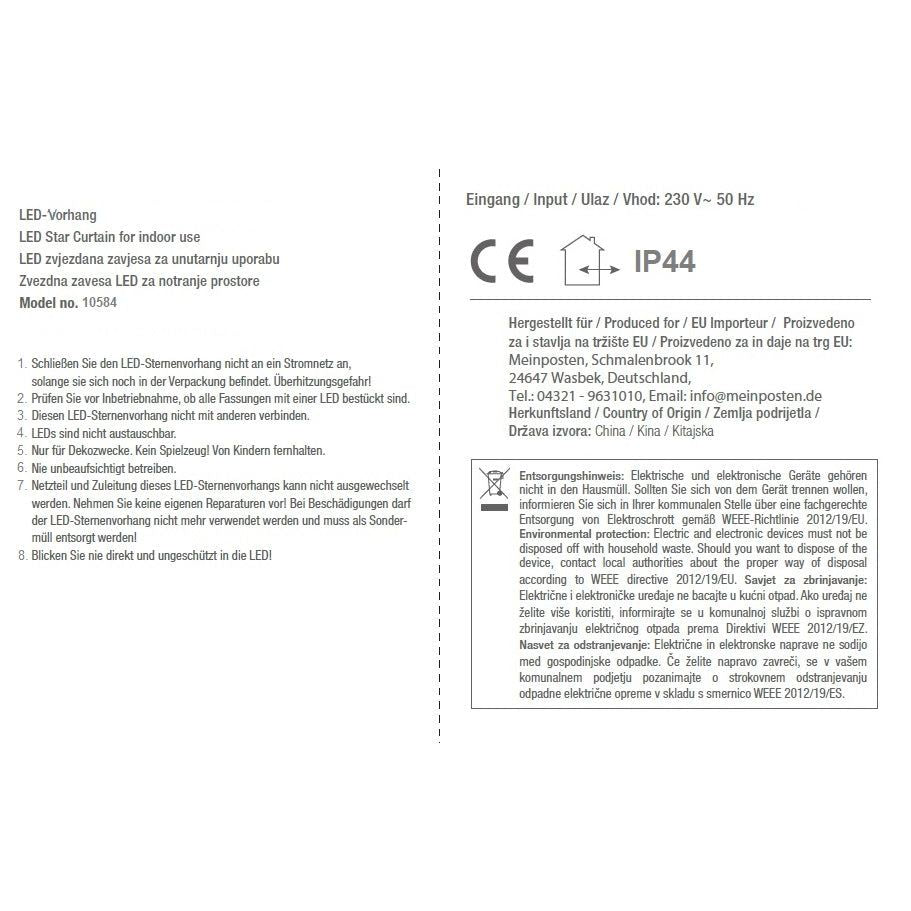 Lichterkette Weihnachtsdeko Tannenbaum Stern 138 LED Innen Außen Sternenvorhang