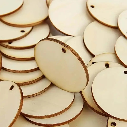 100 runde Holzkreise mit Loch – natürliche DIY-Münzscheiben für Basteln