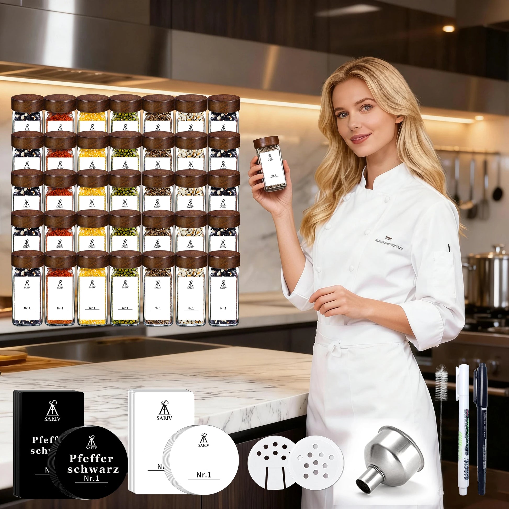 120ml Gewürzglas Set 12 24 35 Teile mit wasserfesten Etiketten für Küche-Yabubest - Home & More