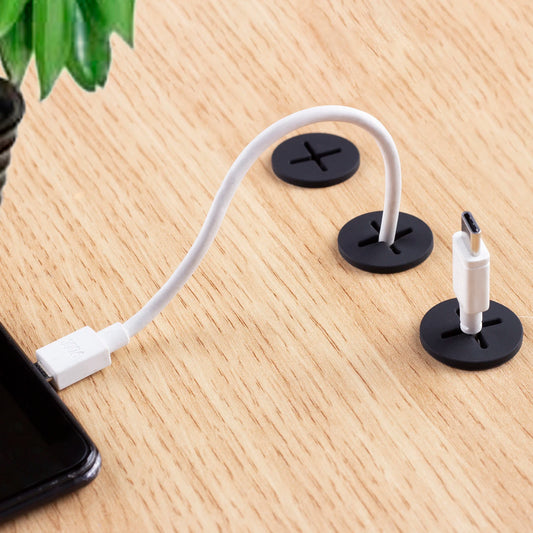 Flexible Kabeltülle Silikon Schreibtisch – Kabel-Organizer, Rund, Weiß