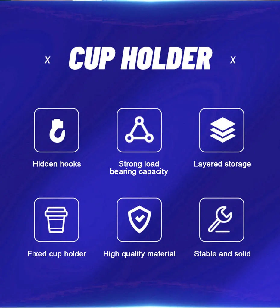 Universal Auto Getränkehalter mit 4 Haken und Telefonhalter