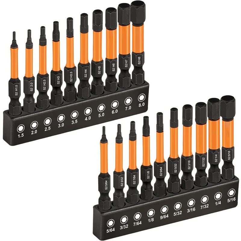 20-tlg. Sechskant-Inbusschlüssel-Set mit magnetischen Bits - 50 mm Länge