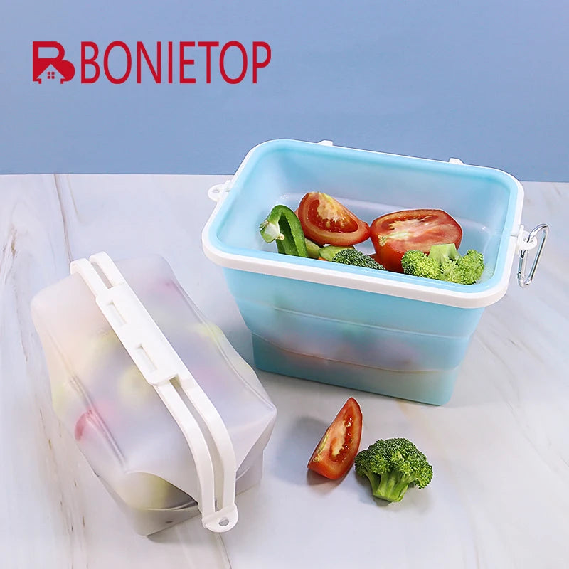 Silikon Frischhaltebeutel für Obst Gemüse Lebensmittel faltbar mikrowellengeeignet