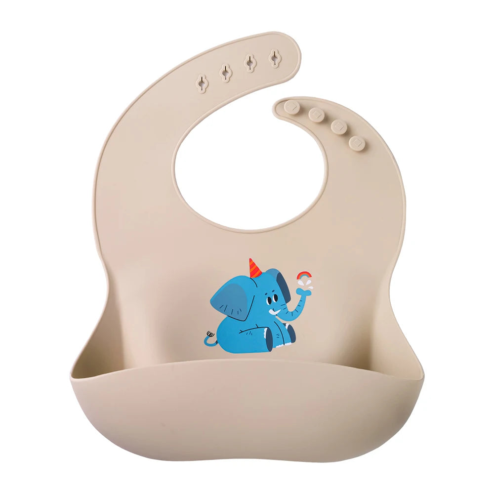 Baby Silikon Lätzchen weich verstellbar wasserdicht mit niedlichem Cartoon