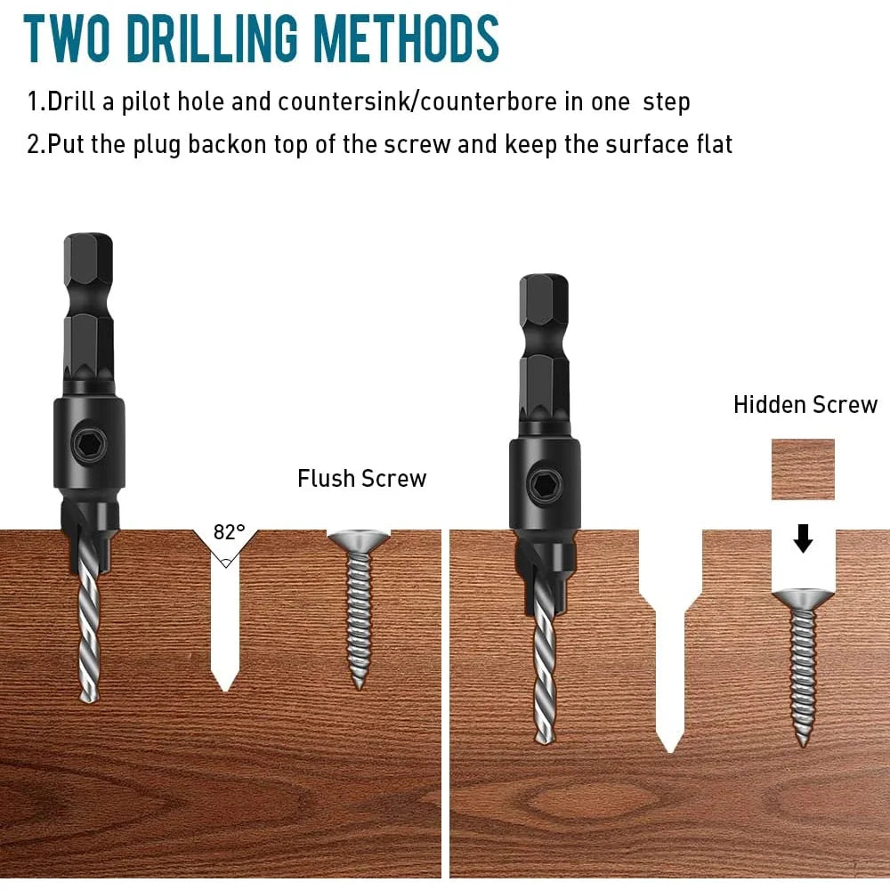 Senkerbohrer Set für Holzbearbeitung mit 1/4" Sechskantschaft DIY #5-#12