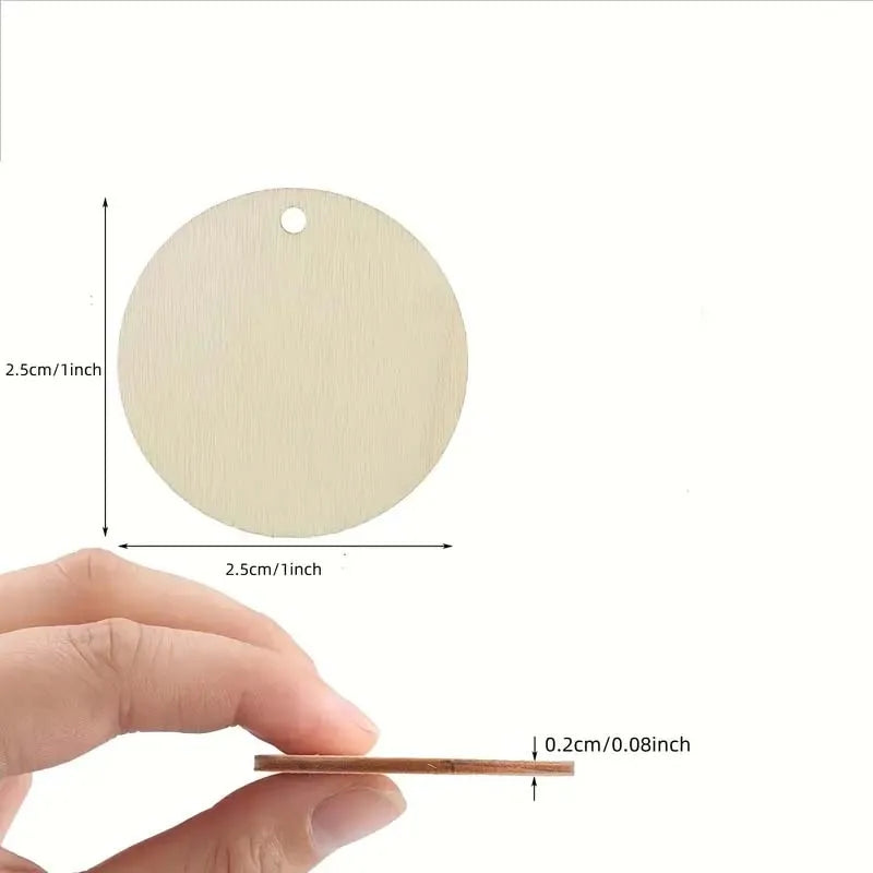 100 runde Holzkreise mit Loch – natürliche DIY-Münzscheiben für Basteln