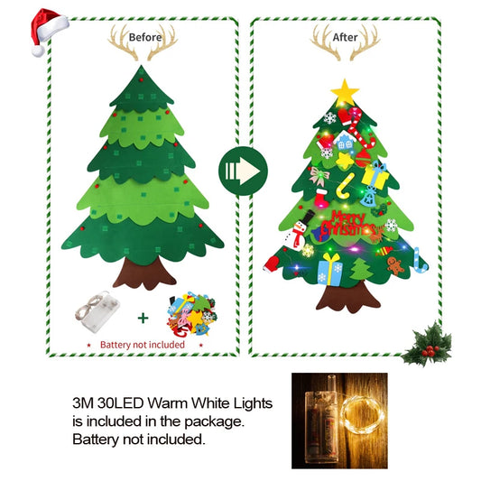 DIY Filz Weihnachtsbaum mit LED, Kinderspielzeug und Dekoration