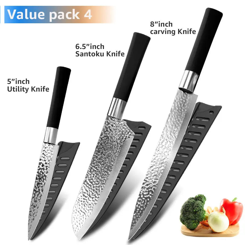 Küchenmesser Chef 7CR17 440C Edelstahl Antihaftklinge Brotschneider Utility Santoku Set