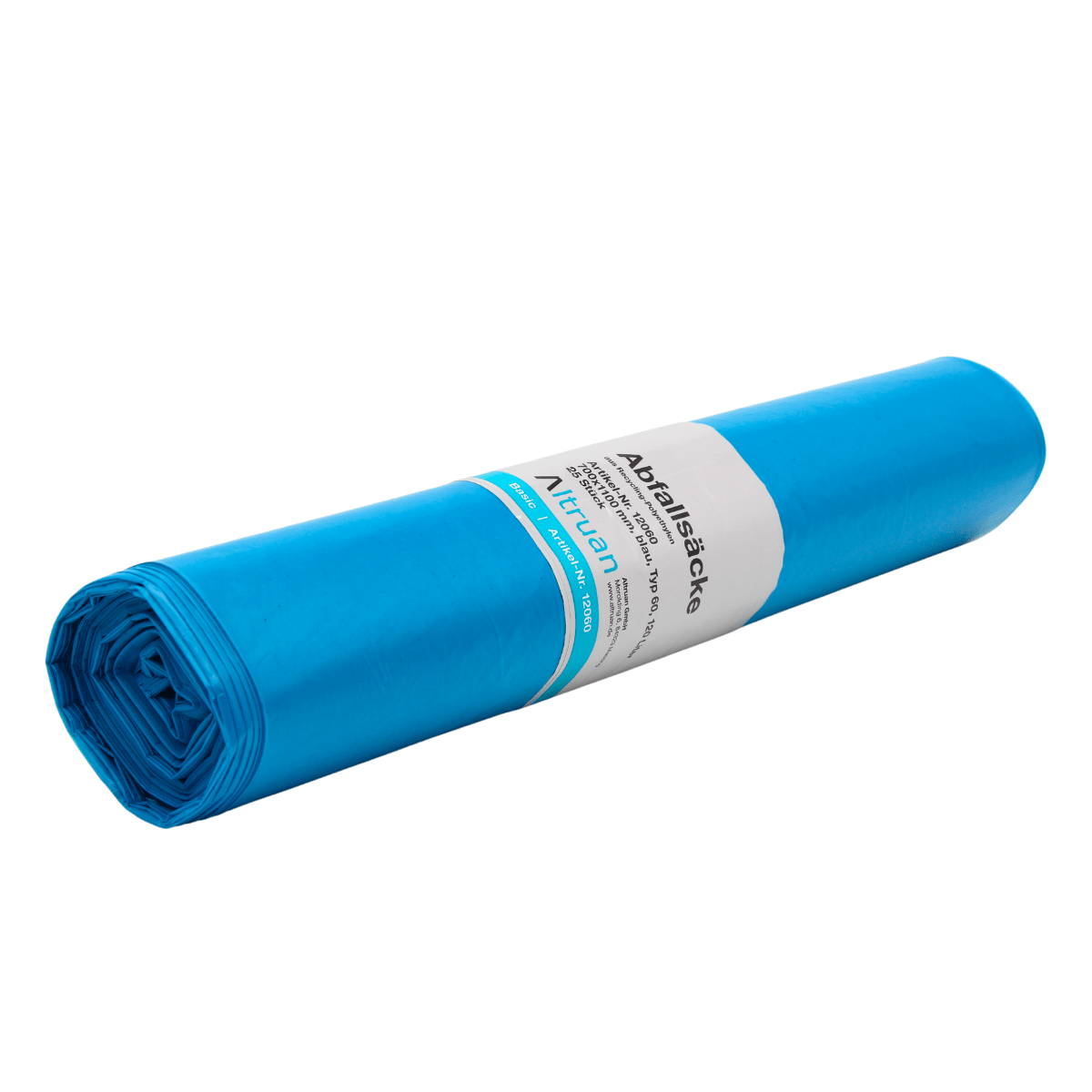 Müllsack 120 Liter Typ 60, Recycling-LDPE, blau