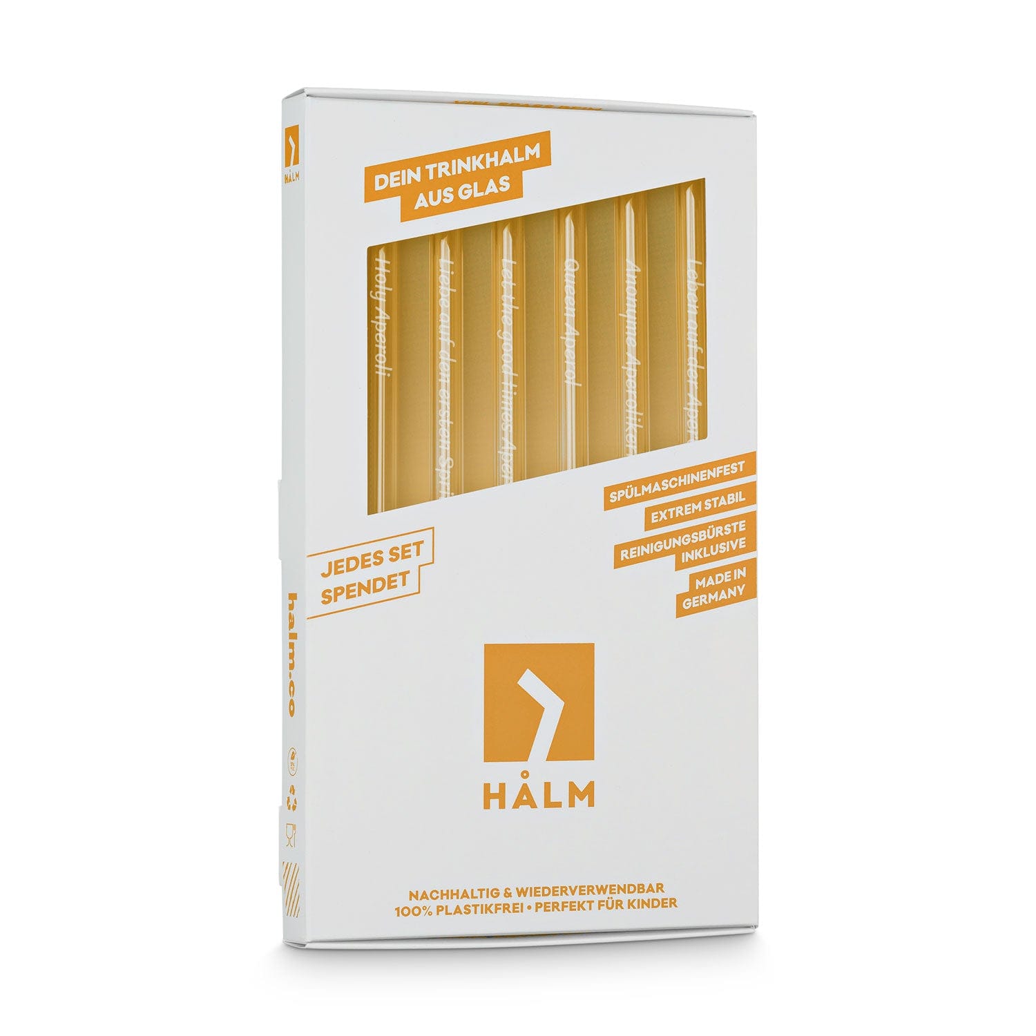 Aperol Spritz Sprüche Glasstrohhalme Holy Aperoli Edition - 6 lustige Trinksprüche graviert