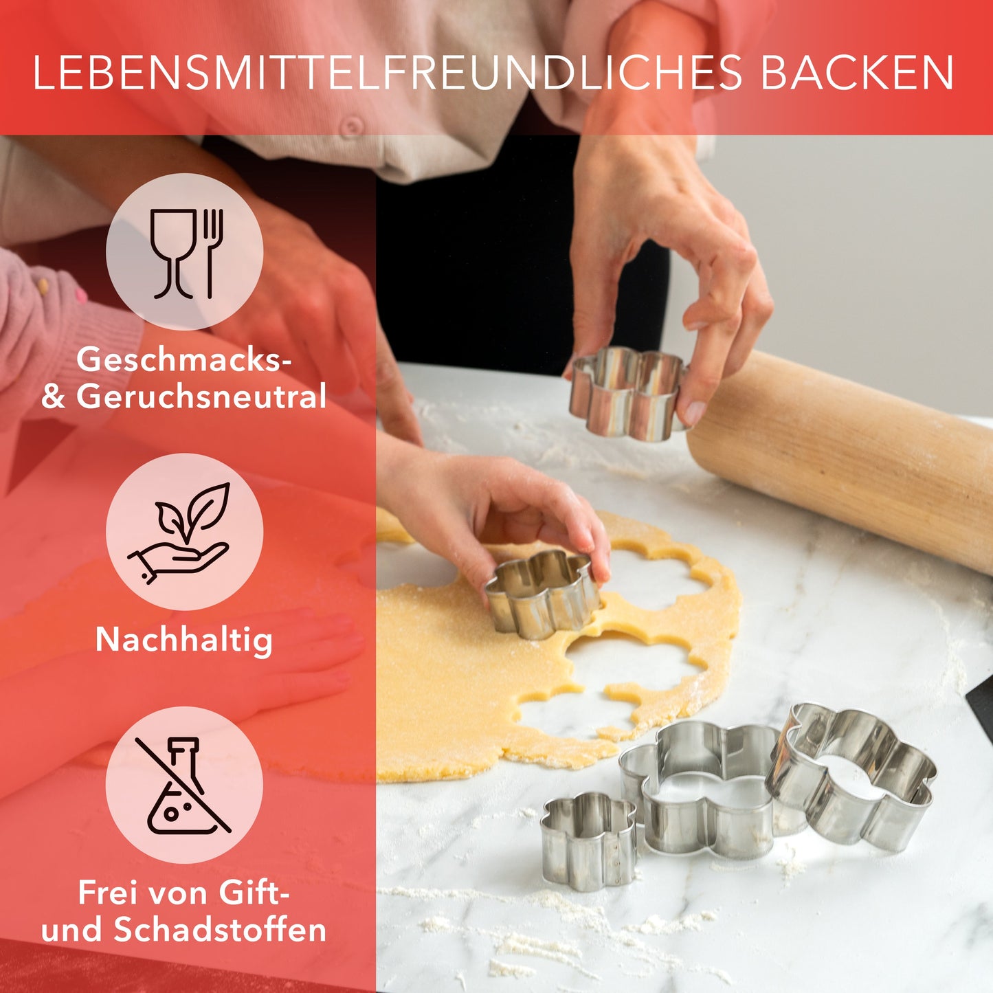 Edelstahl Ausstechformen Blumen 5er Set für kreatives Backen