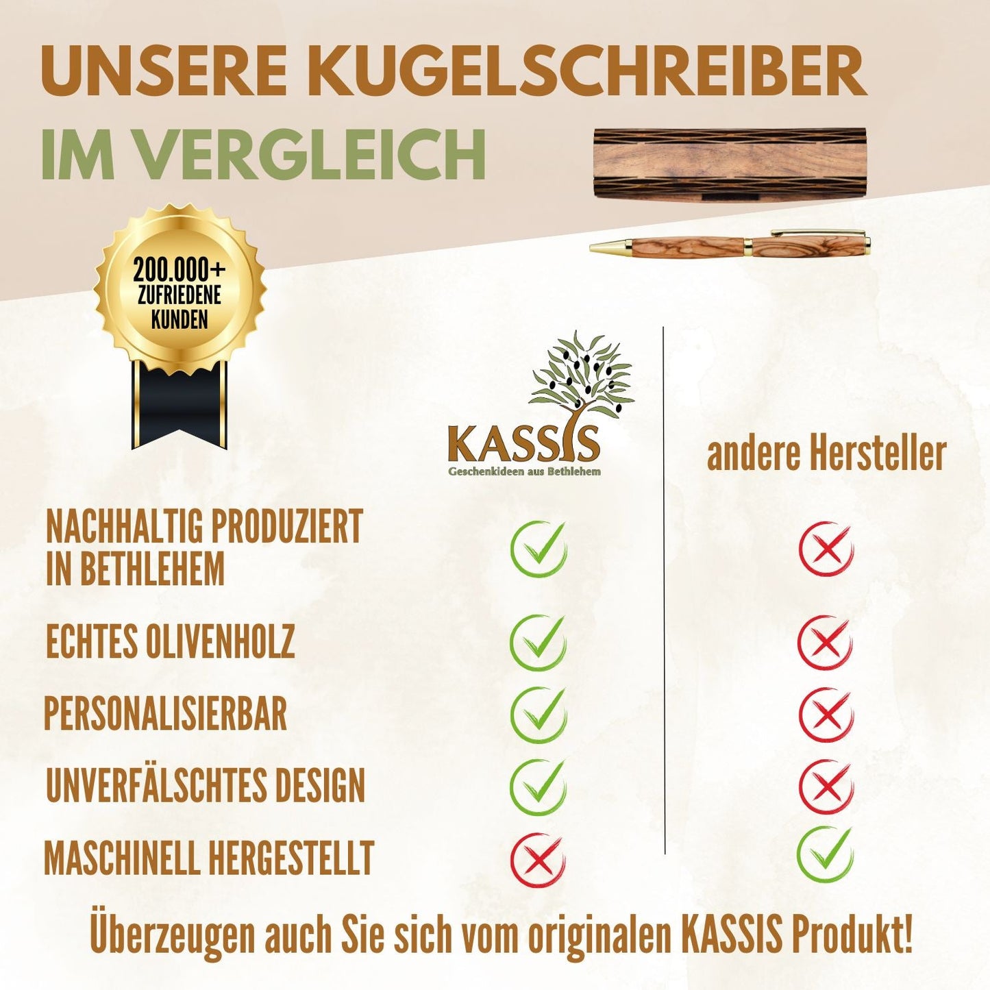 Kugelschreiber aus Olivenholz in eleganter Geschenkbox