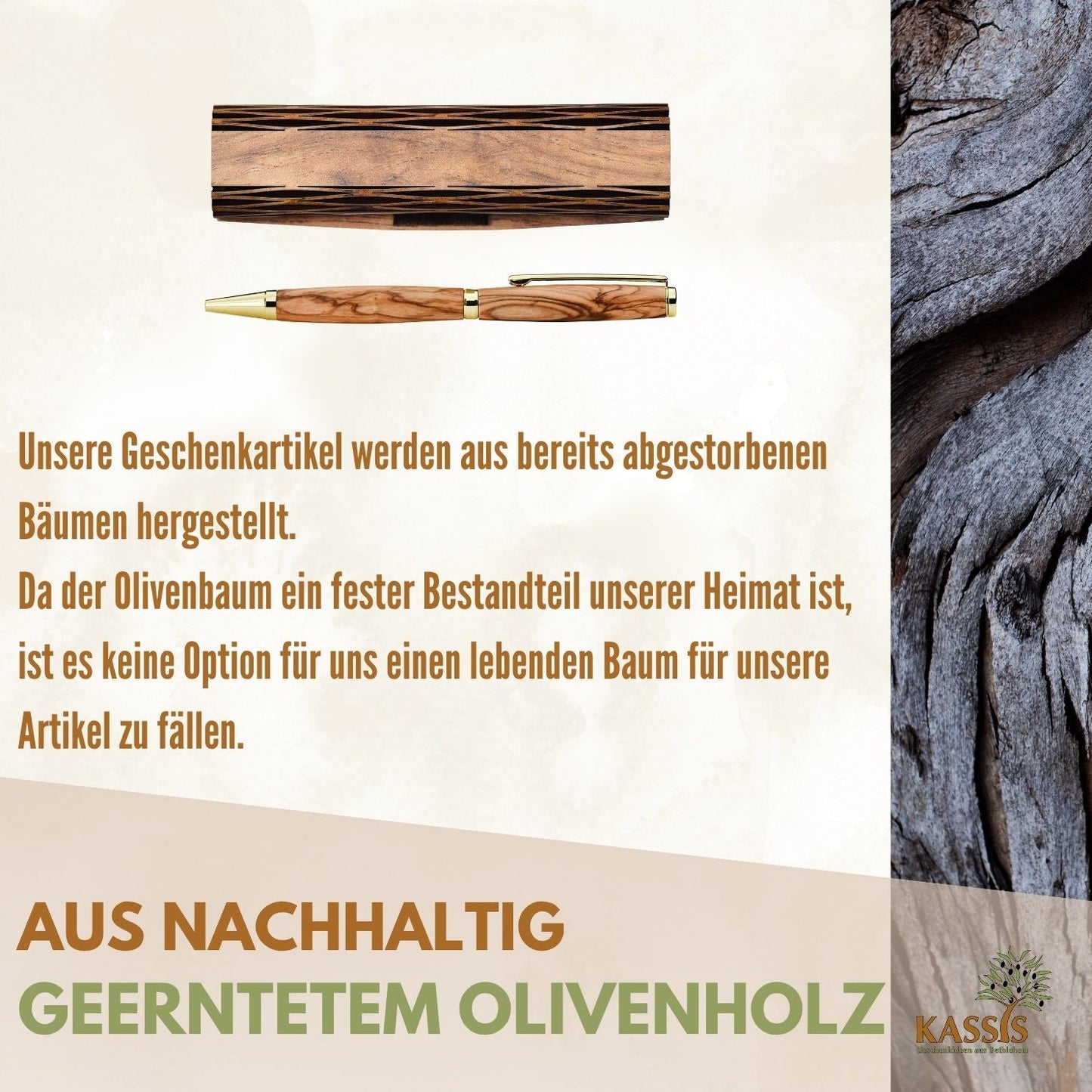 Kugelschreiber aus Olivenholz in eleganter Geschenkbox