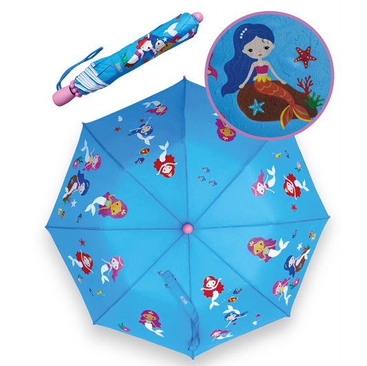 Kindgerechter Regenschirm mit magischem Farbwechsel und Sicherheit