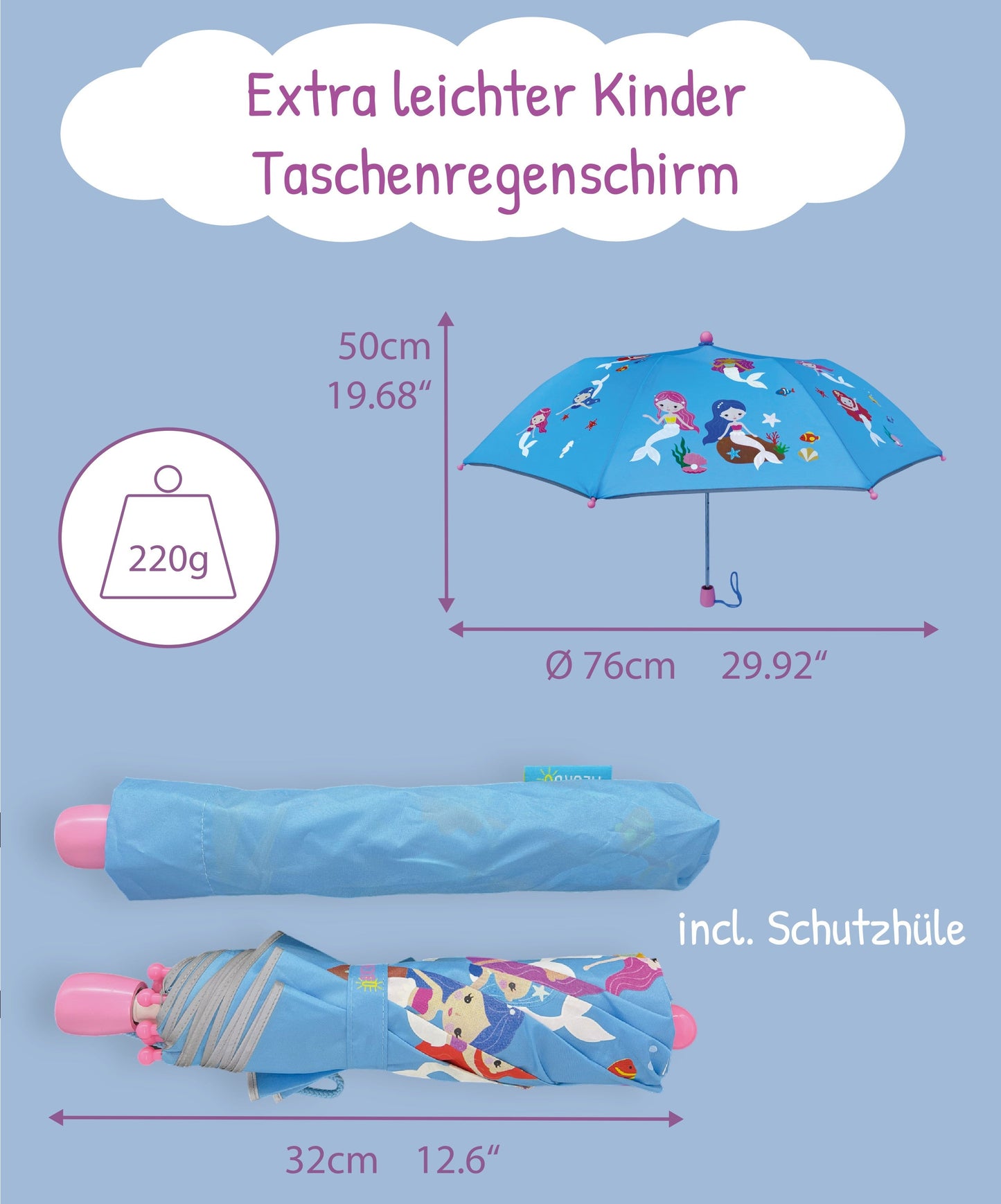 Kindgerechter Regenschirm mit magischem Farbwechsel und Sicherheit