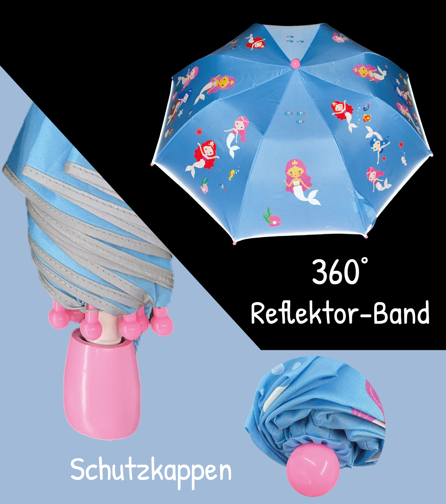 Kindgerechter Regenschirm mit magischem Farbwechsel und Sicherheit