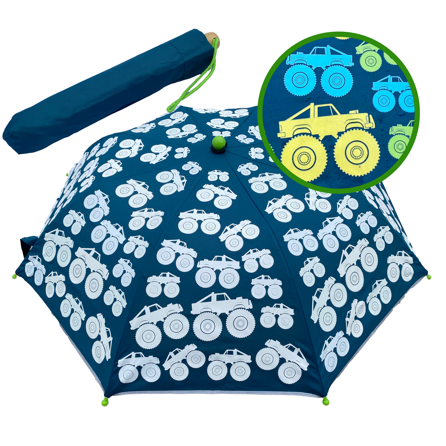 Kindgerechter Regenschirm mit magischem Farbwechsel und Sicherheit