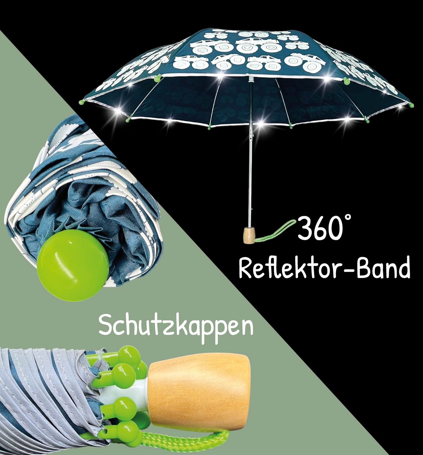 Kindgerechter Regenschirm mit magischem Farbwechsel und Sicherheit