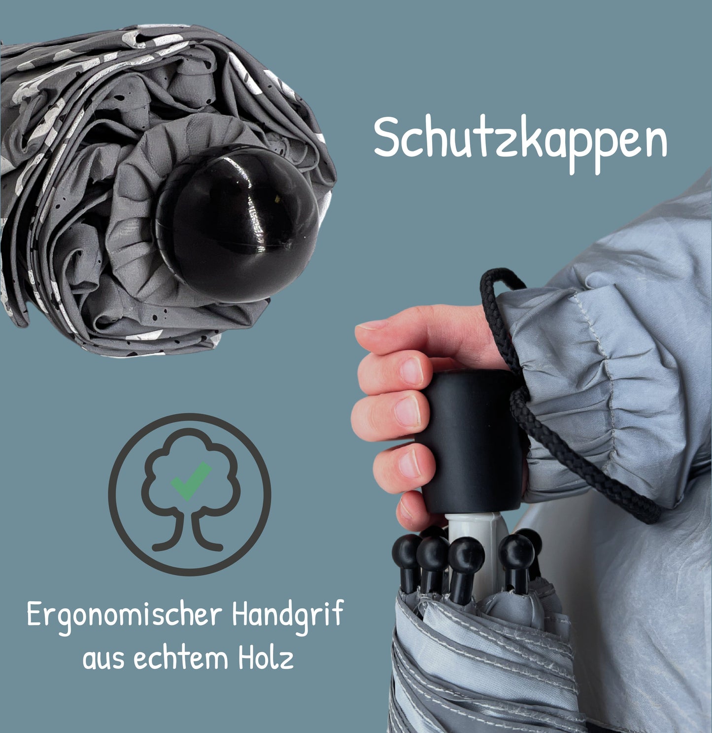 Magic Reflektor Regenschirm mit Farbwechsel Effekt und Sicherheitsreflexen