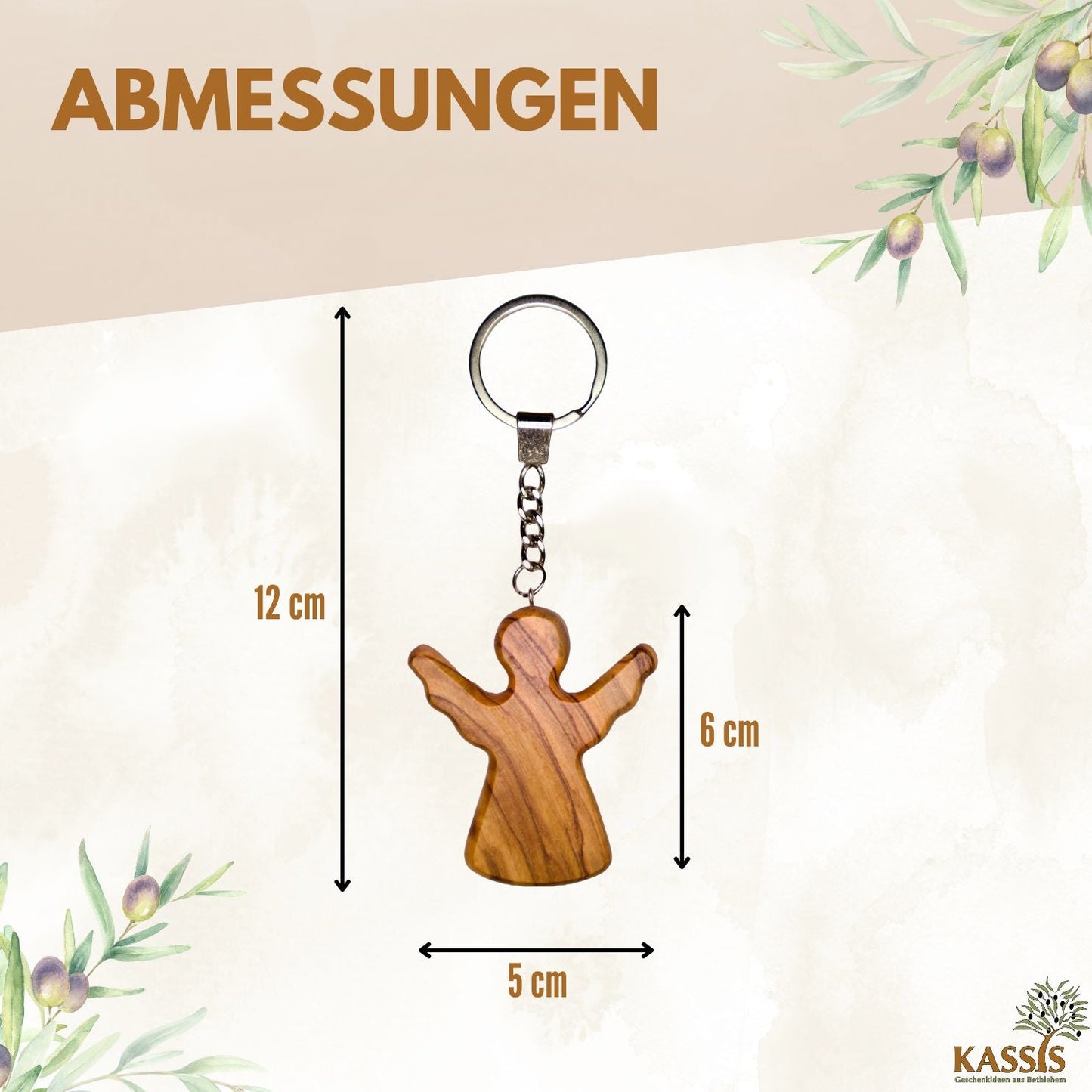Schlüsselanhänger Handschmeichler Schutzengel aus Olivenholz