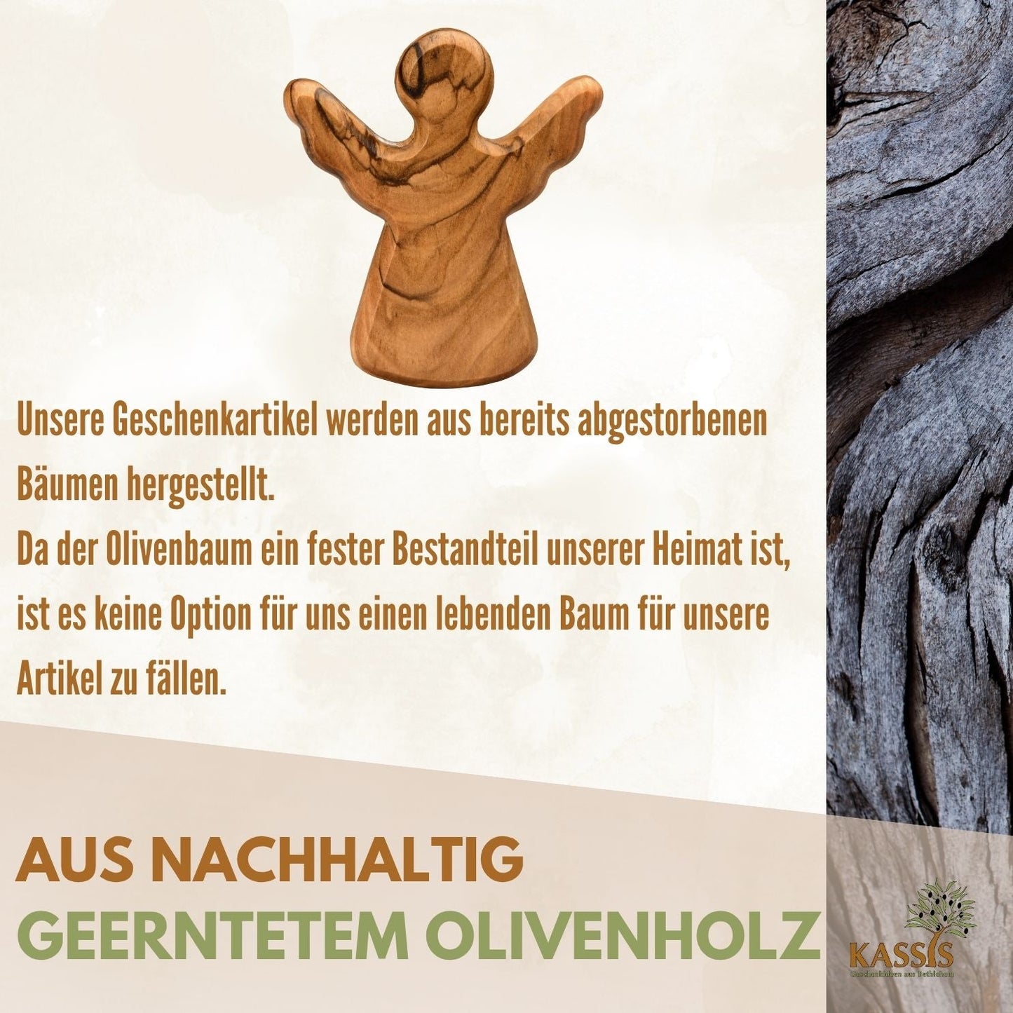 Schlüsselanhänger Handschmeichler Schutzengel aus Olivenholz