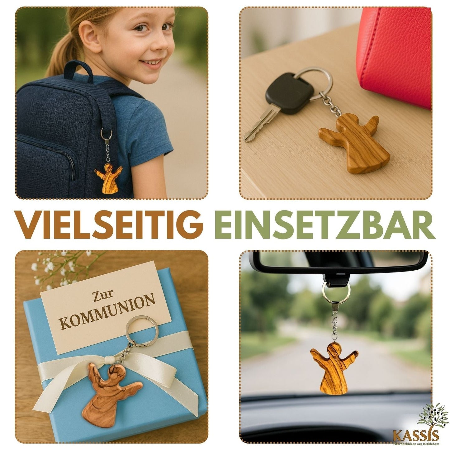 Schlüsselanhänger Handschmeichler Schutzengel aus Olivenholz