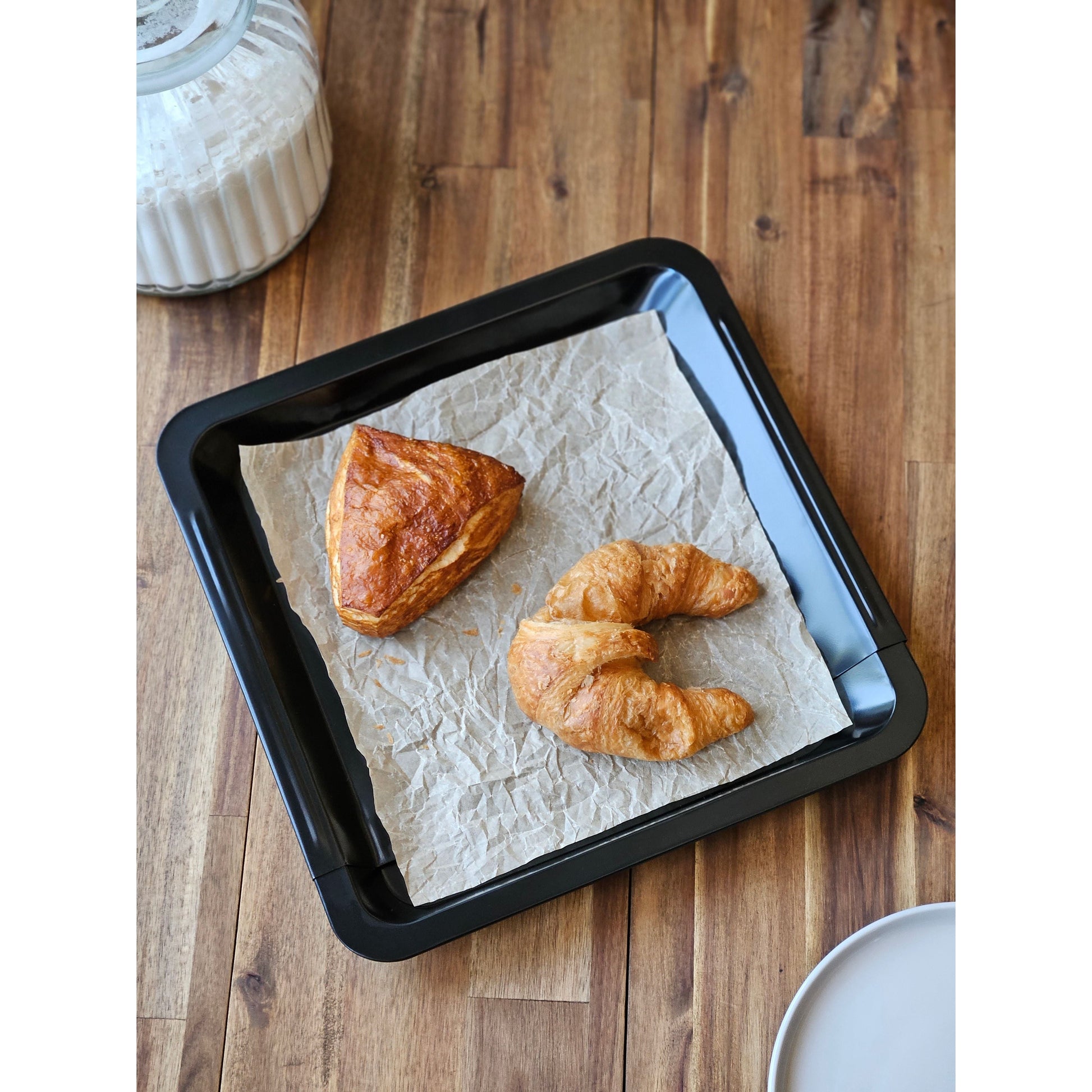 Backblech ausziehbar antihaftbeschichtet Carbonstahl Metall 33x33- 52 cm Schwarz