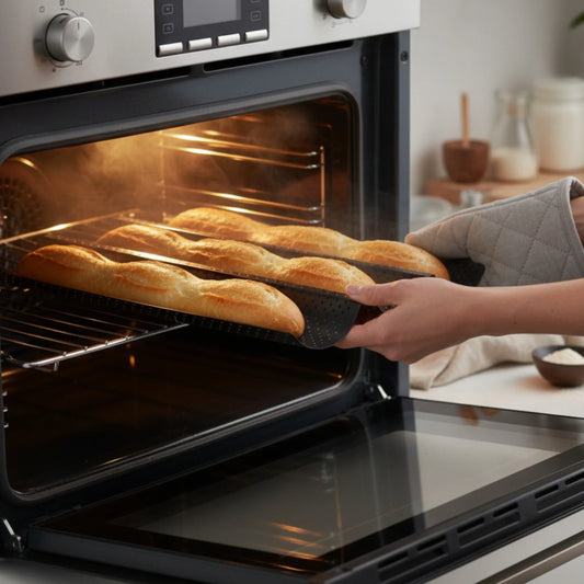 Baguette Baguetteform Blech für 3 Baguettes antihaft beschichtet Baguetteblech-Miamonda