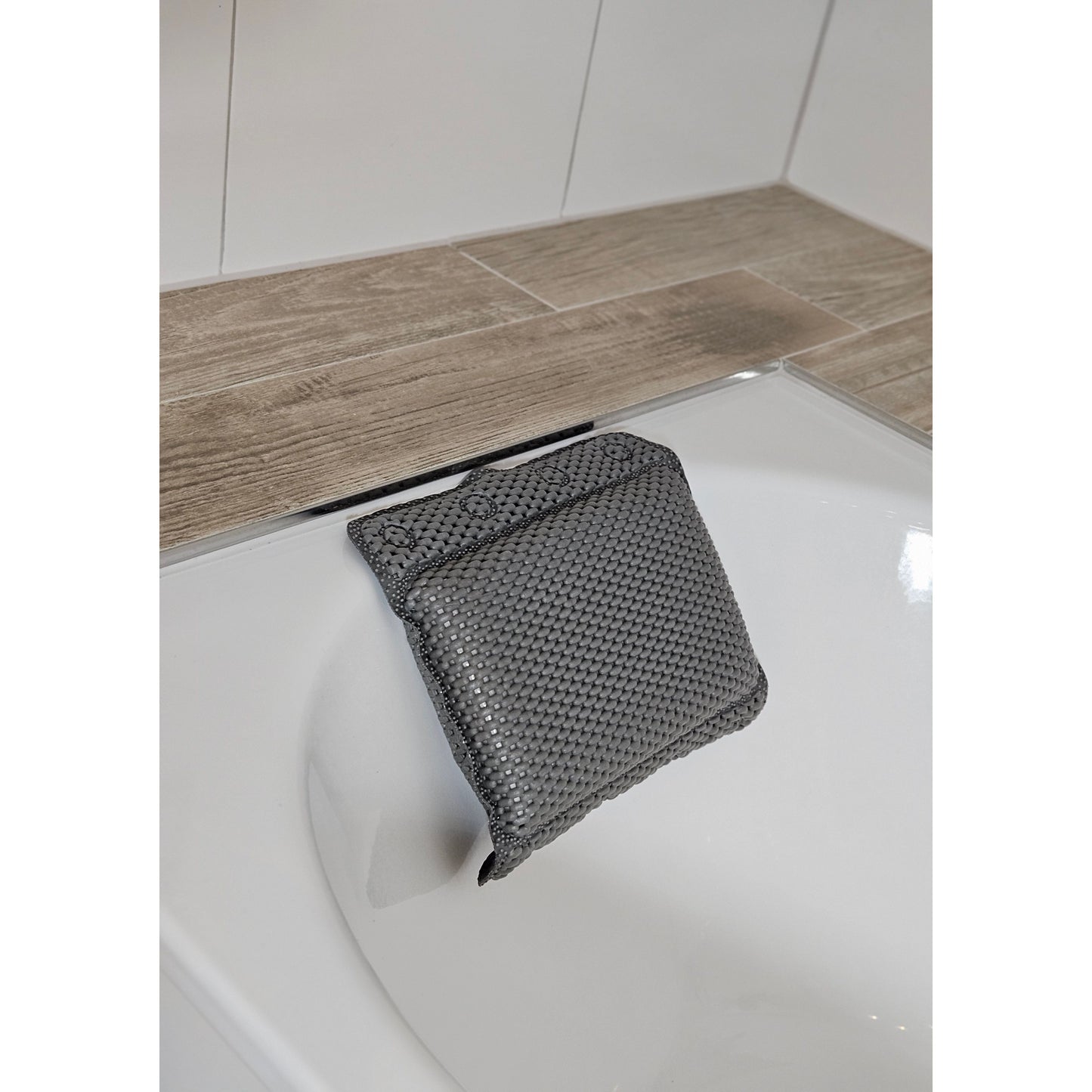 Badewannenkissen grau weiß blau Badekissen mit Saugnäpfen Spa Wannenkissen Kopfkissen