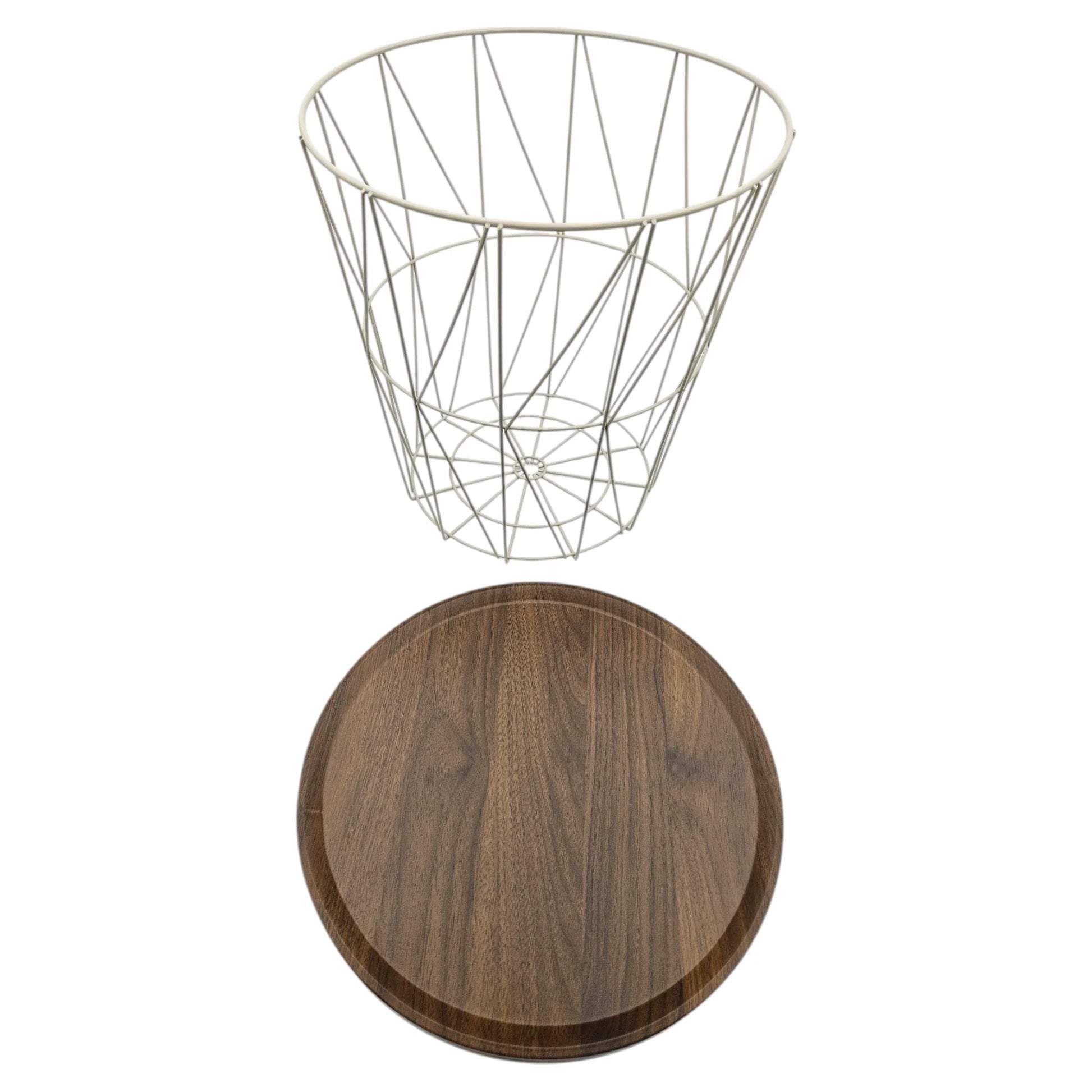 Moderner Beistelltisch mit Nussbaum Optik und Metallgestell