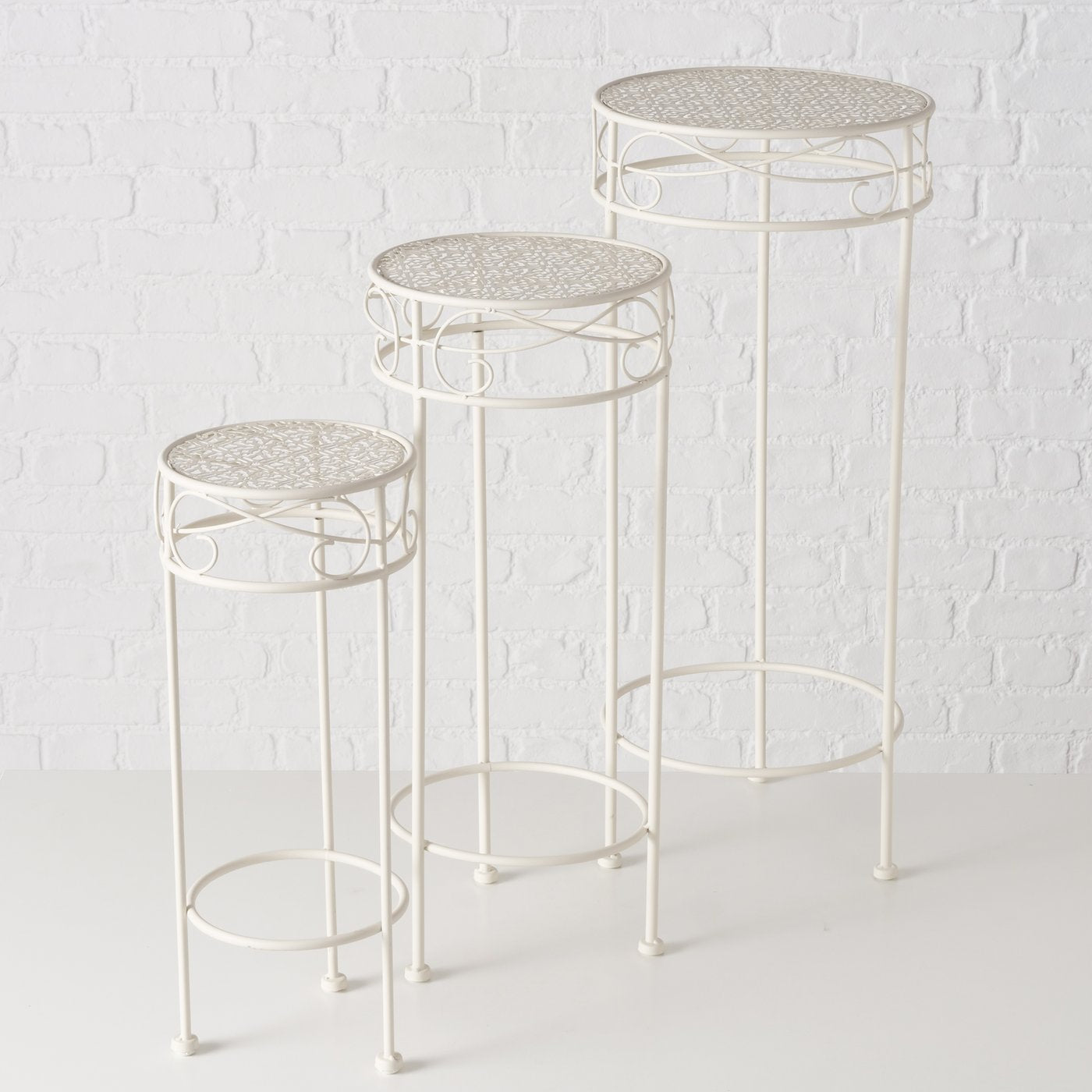 Hoher Beistelltisch weiß Metall Telefontisch Pflanzentisch Blumenständer Tisch