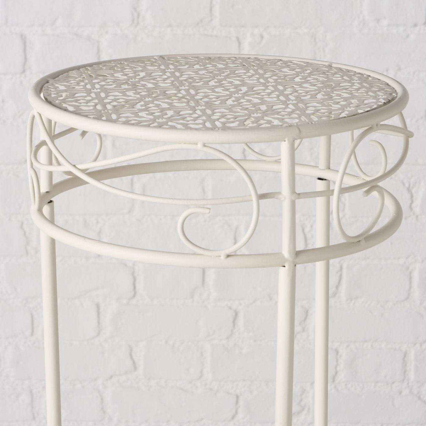 Hoher Beistelltisch weiß Metall Telefontisch Pflanzentisch Blumenständer Tisch