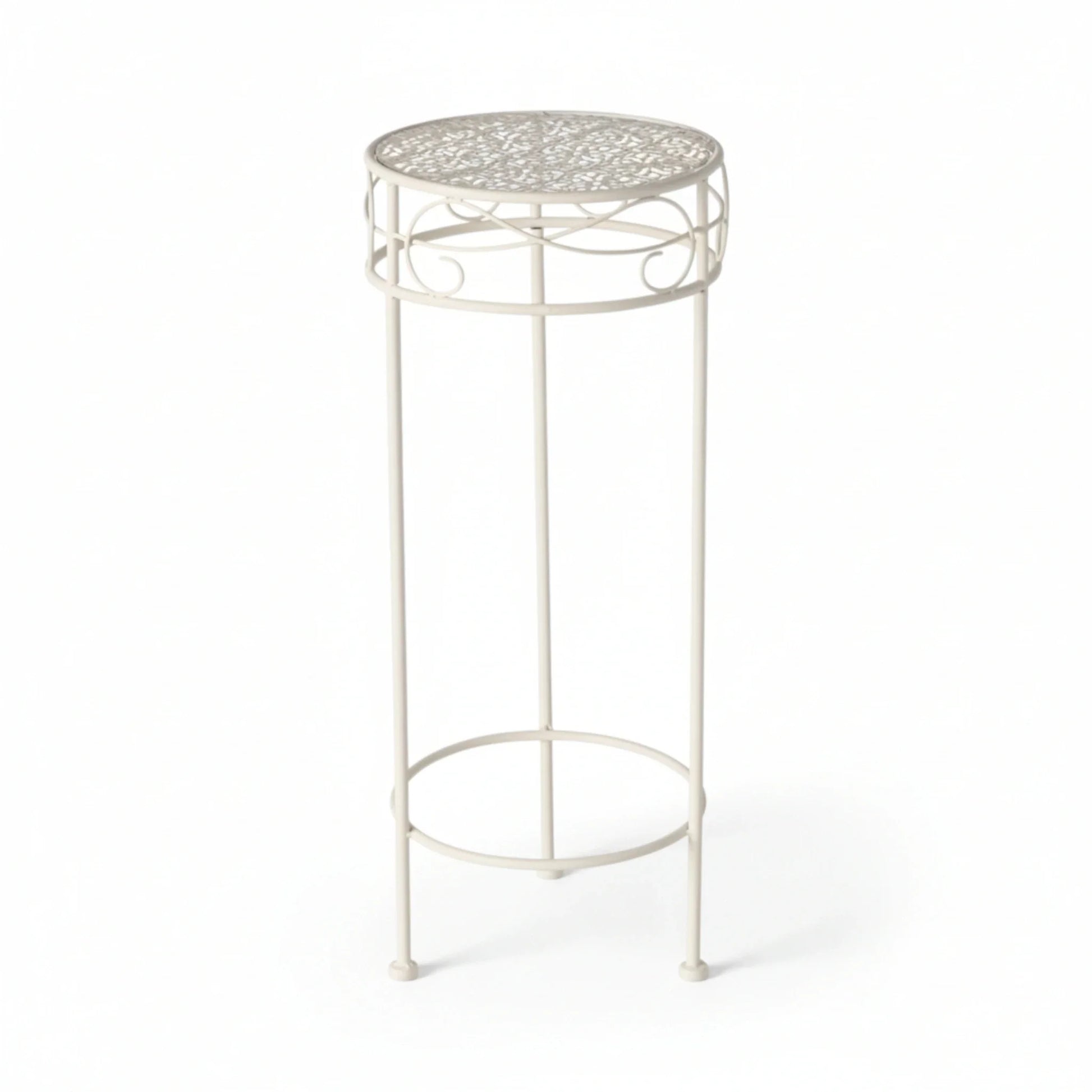 Hoher Beistelltisch weiß Metall Telefontisch Pflanzentisch Blumenständer Tisch-Miamonda