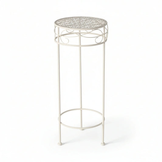 Hoher Beistelltisch weiß Metall Telefontisch Pflanzentisch Blumenständer Tisch-Miamonda