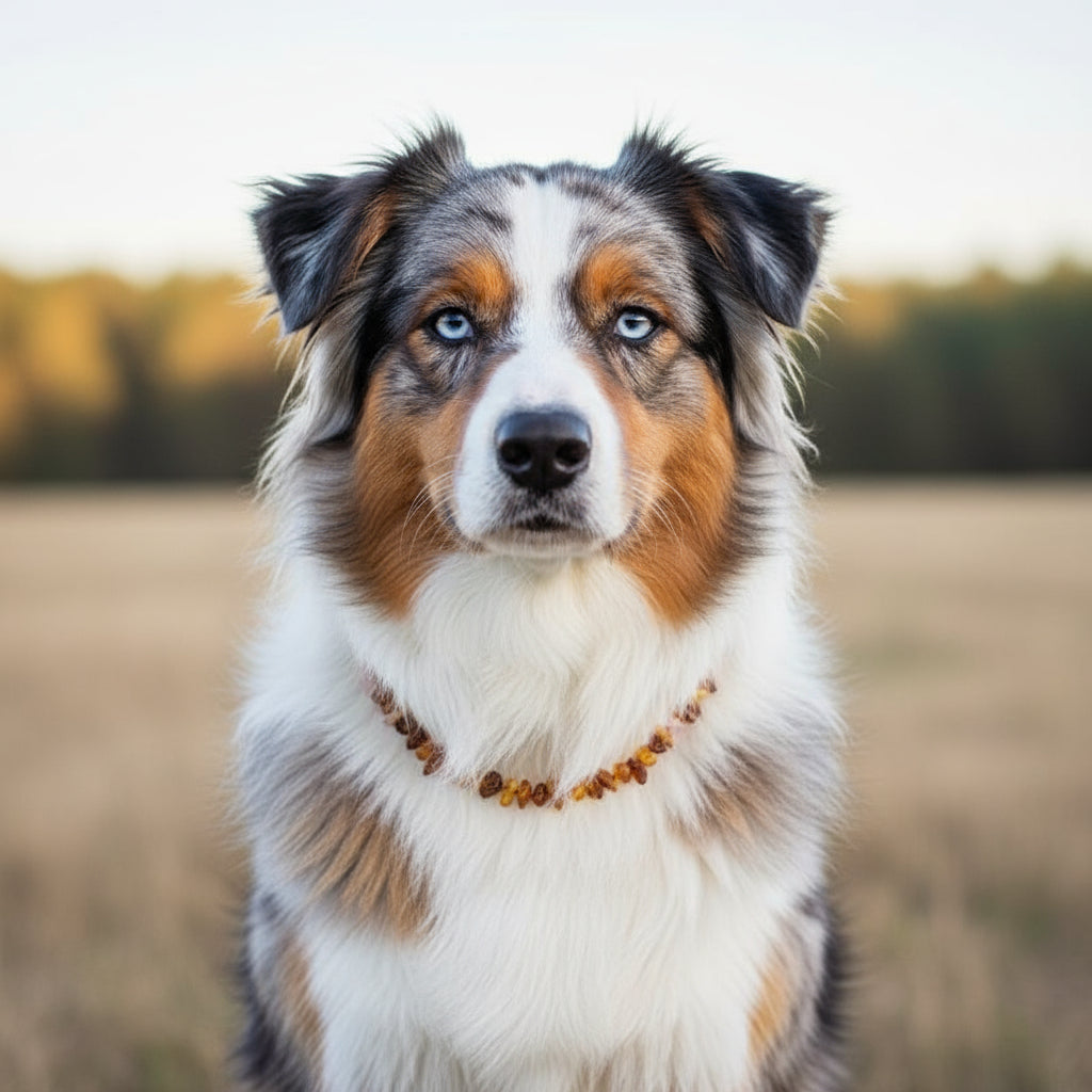 Hunde Bernsteinkette Rosenquarz Naturprodukt mit Farbvielfalt