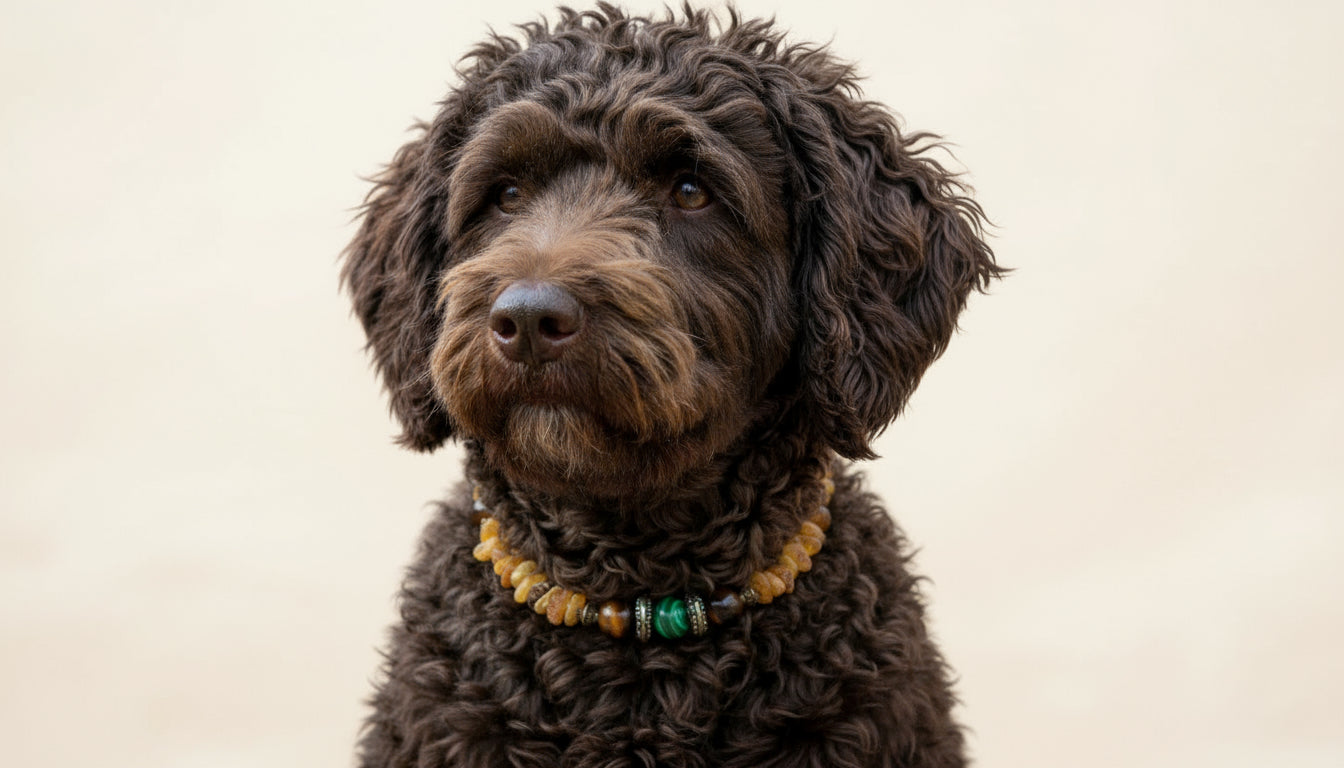 Amberdog Bernsteinkette mit Malachit und Tigerauge 37cm Halsband