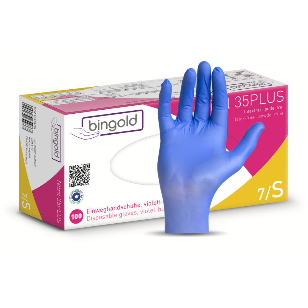 Puderfreie Nitril 35PLUS Handschuhe für optimale Hygiene