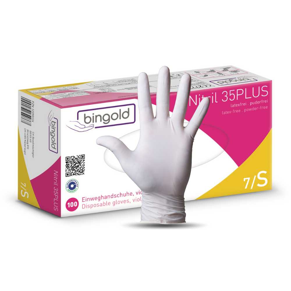 Puderfreie Nitril 35PLUS Handschuhe für optimale Hygiene