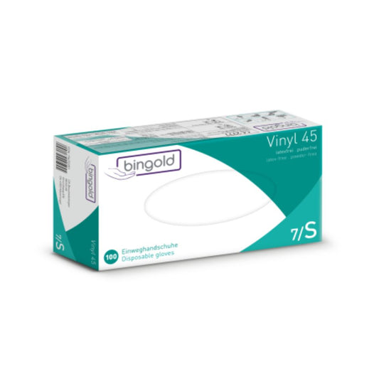 Bingold Vinyl 45 Einweghandschuhe transparent Größen S bis XL
