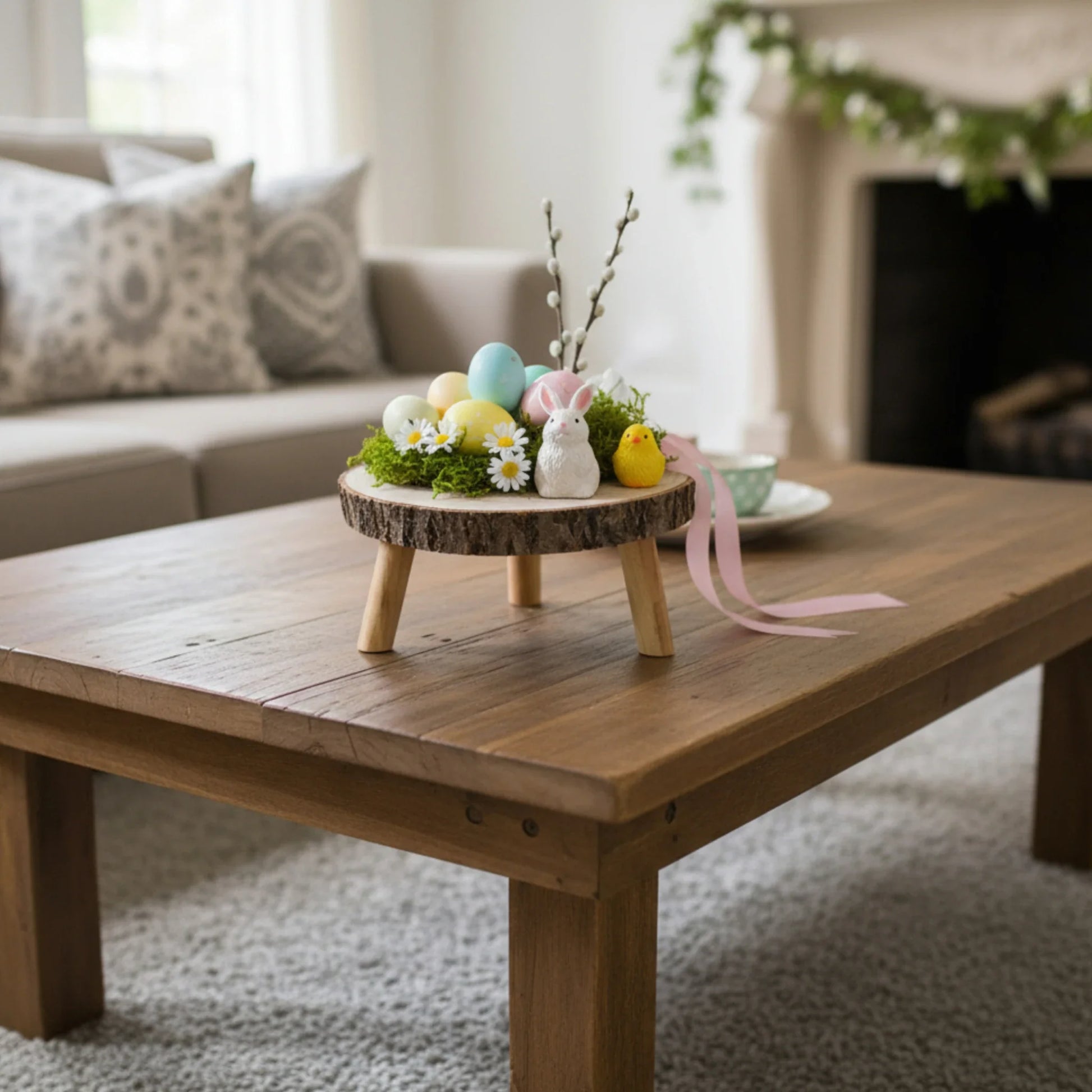 Rustikales Kerzentablett Baumscheibe auf Füßen natur 20-26 cm