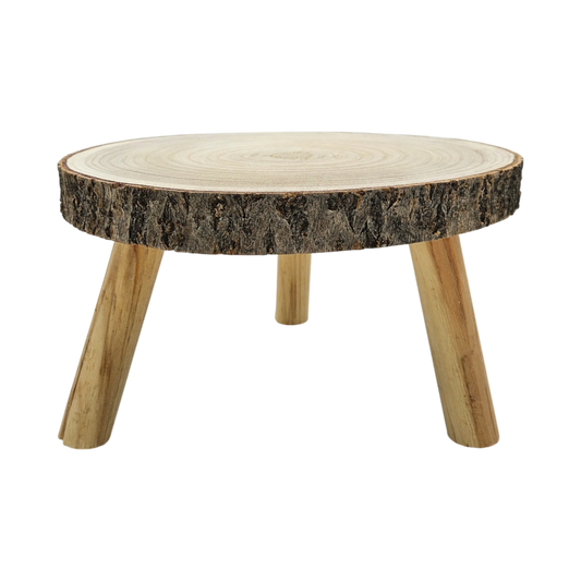 Rustikales Kerzentablett Baumscheibe auf Füßen natur 20-26 cm