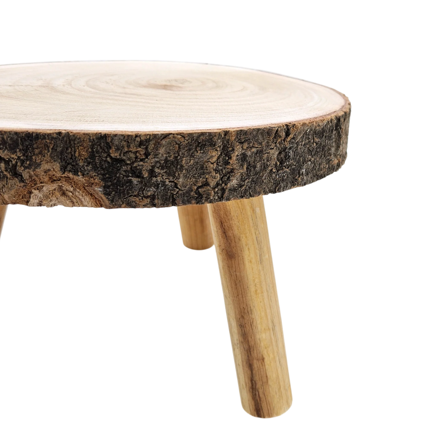 Rustikales Kerzentablett Baumscheibe auf Füßen natur 20-26 cm