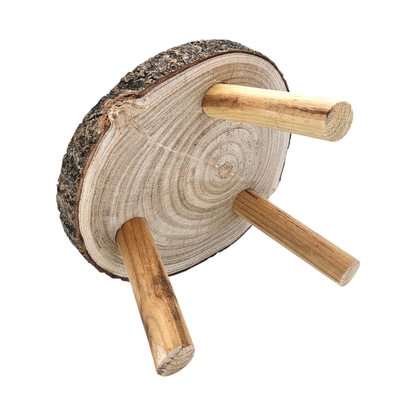 Rustikales Kerzentablett Baumscheibe auf Füßen natur 20-26 cm
