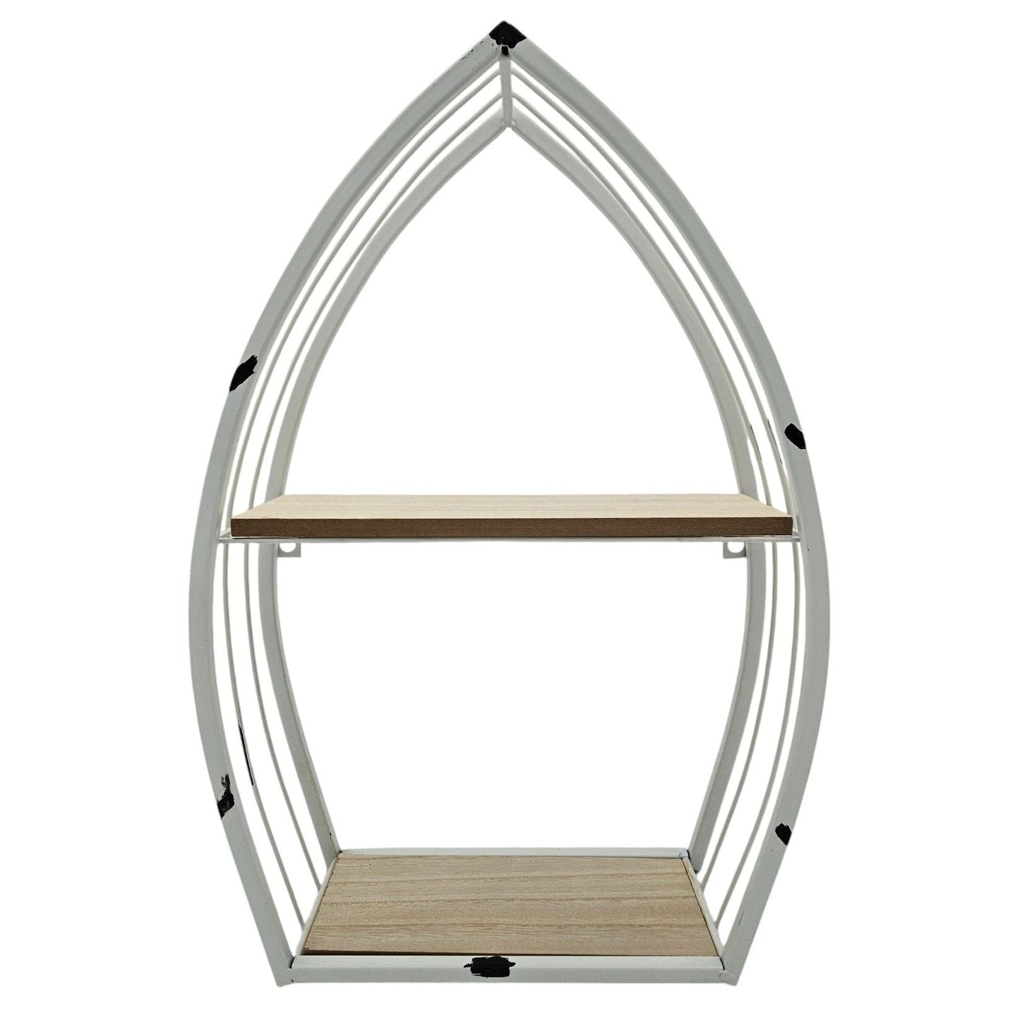 Maritimes Wandregal Boot Weiß Metall MDF-Holz 48x32x12 cm