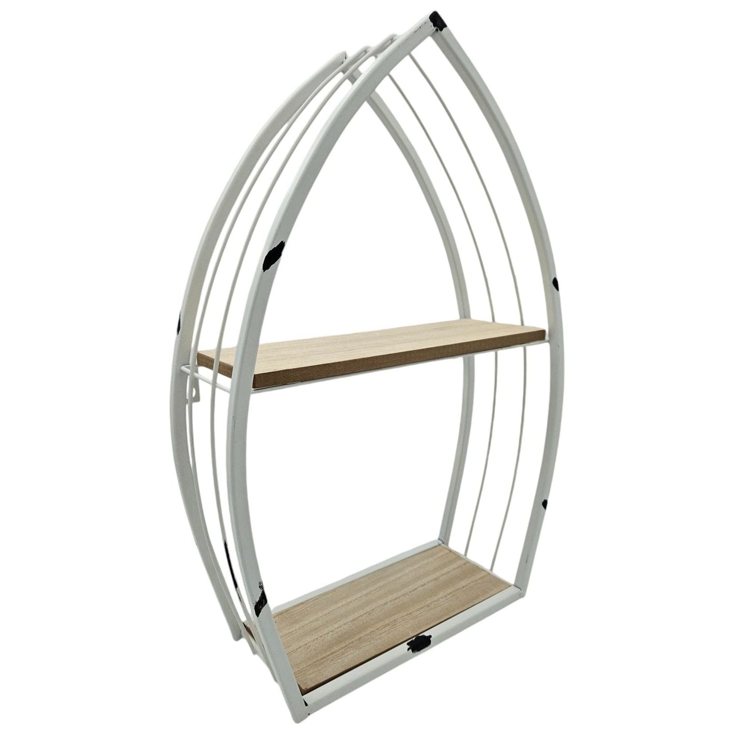 Maritimes Wandregal Boot Weiß Metall MDF-Holz 48x32x12 cm