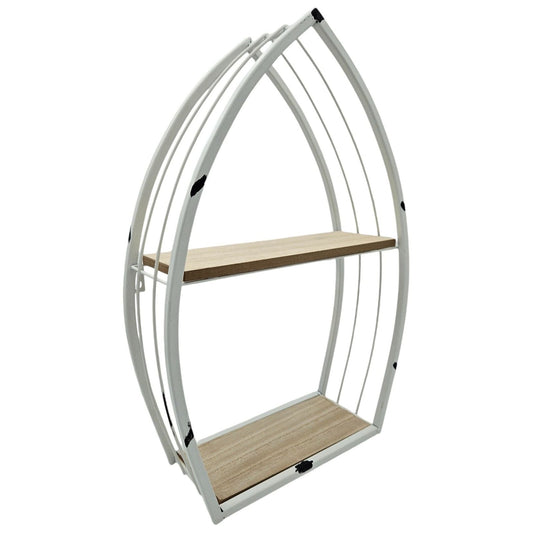 Maritimes Wandregal Boot Weiß Metall MDF-Holz 48x32x12 cm