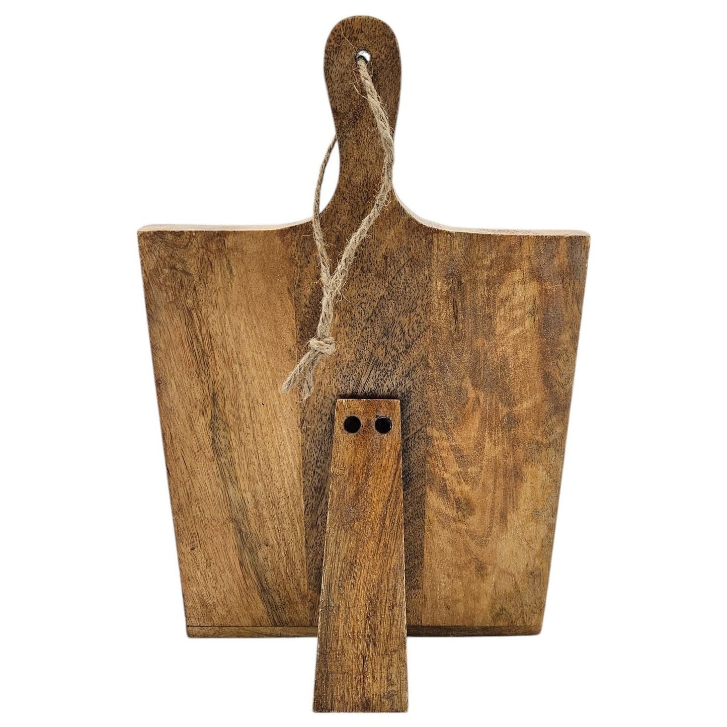 Praktischer Kochbuchhalter aus Mangoholz mit Transportgriff und Kordel